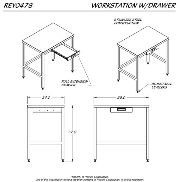 Workstation with Small Drawer REY0478 - Image 2