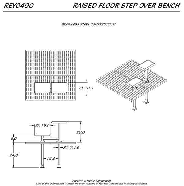 Raised Floor step over Bench REY0490 - Image 2