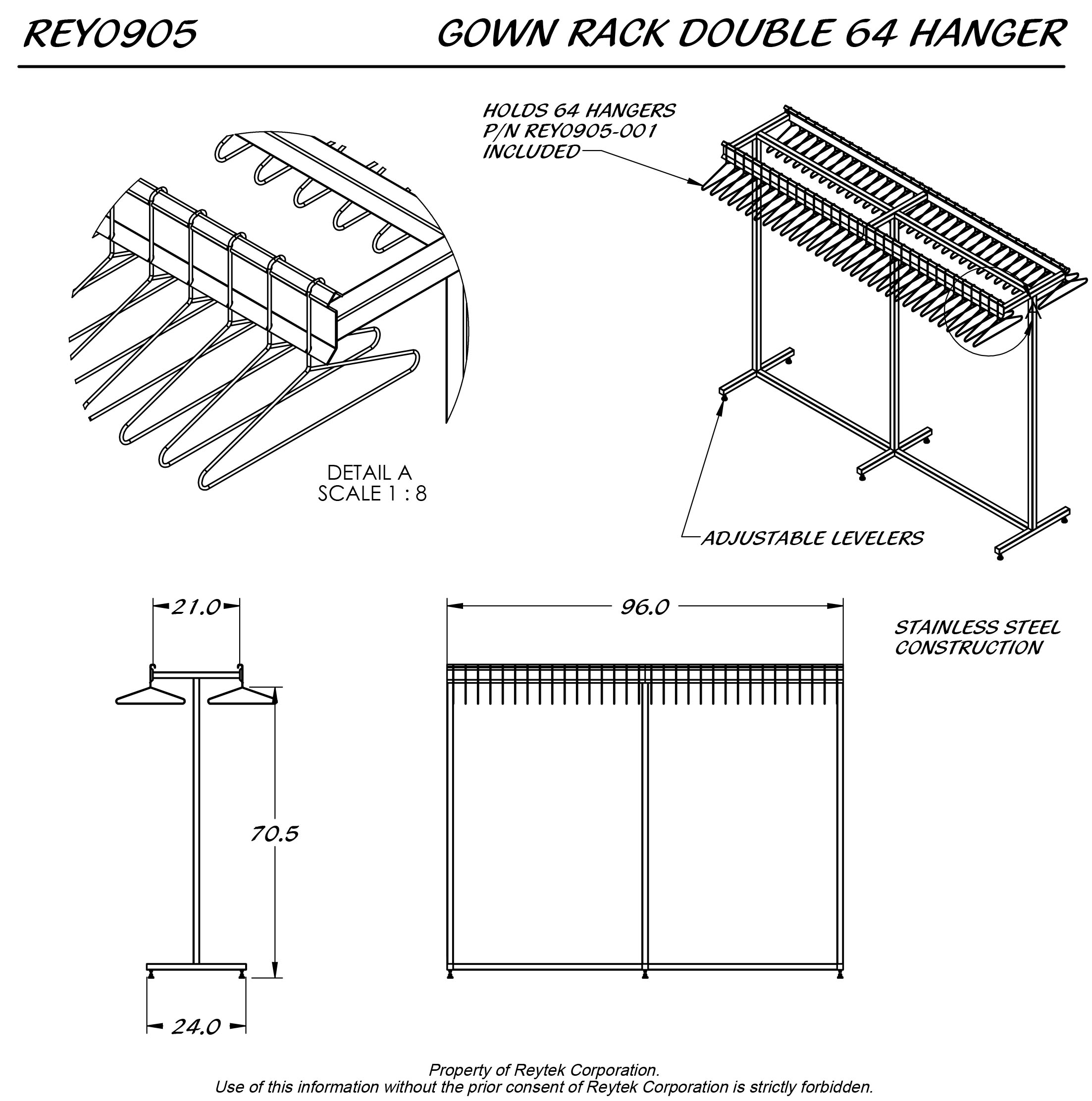 Gown Rack Double 64 Hanger REY0905 - Image 2