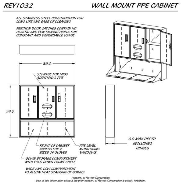 Wall Mount PPE Cabinet REY1032 - Image 2