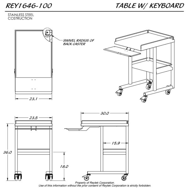 Table w/ Fixed Keyboard Tray REY1646 - Image 2