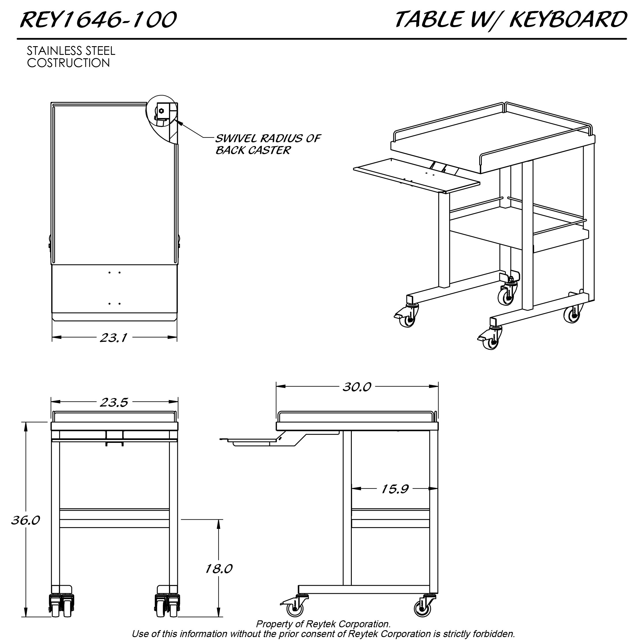 Table w/ Fixed Keyboard Tray REY1646 - Image 2