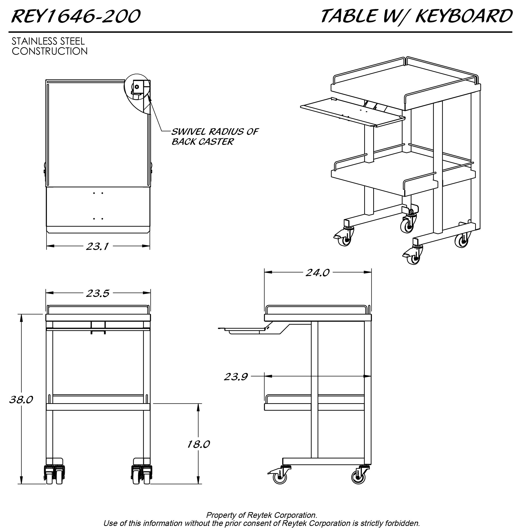Table w/ Fixed Keyboard Tray REY1646 - Image 3