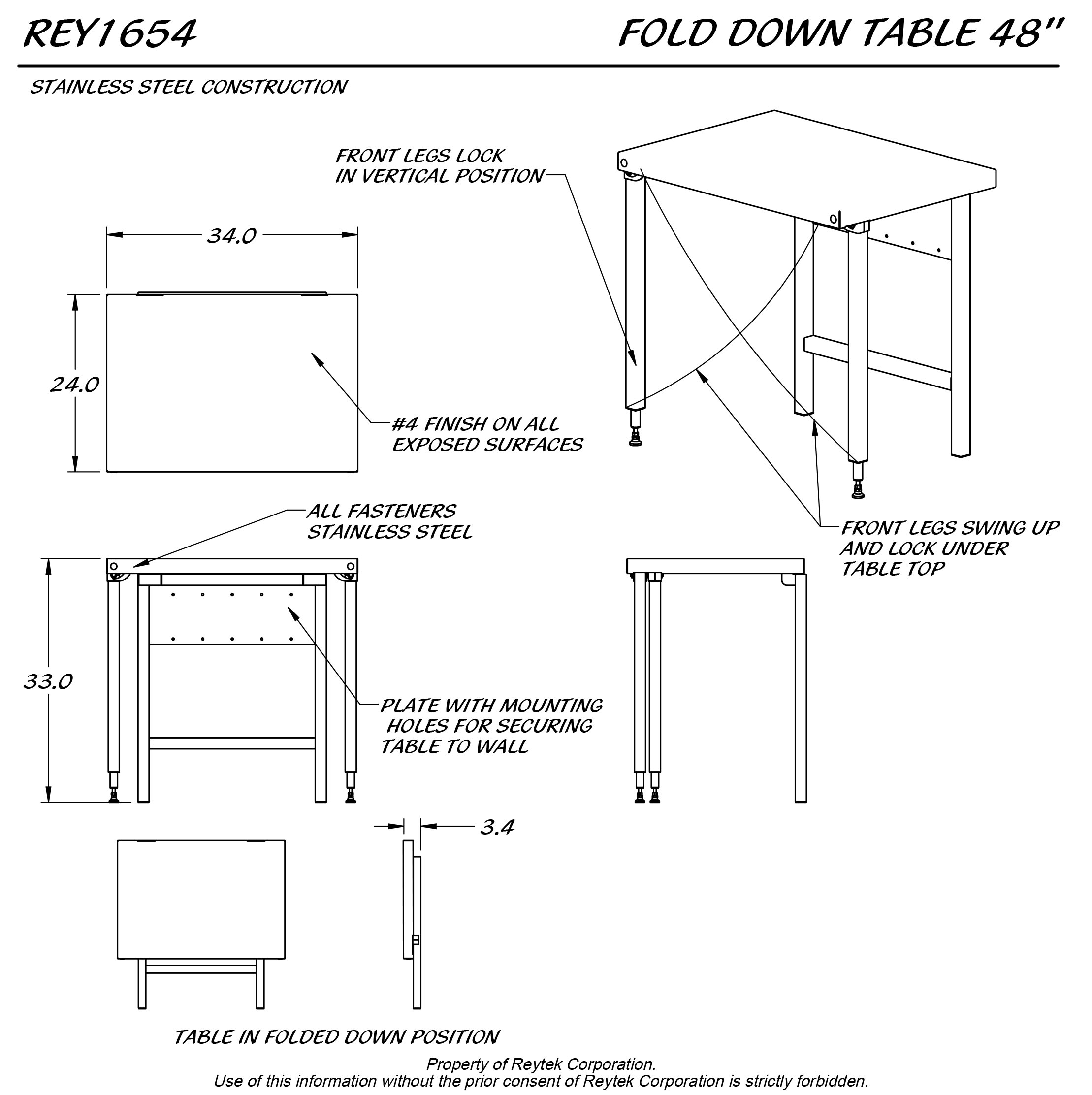 Fold Down Table REY1654 - Image 3