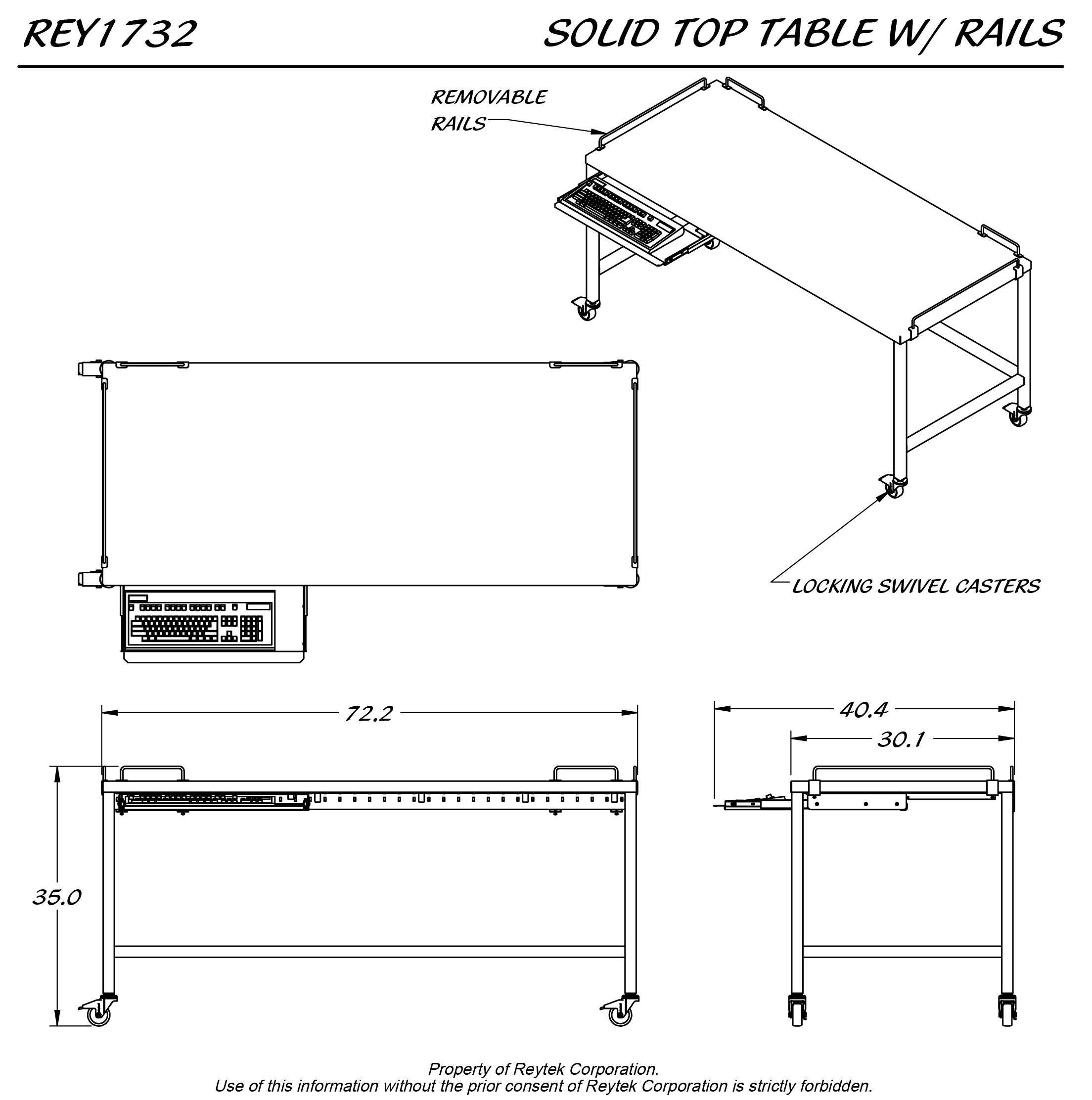Solid Top Table w/ Rails REY1732 - Image 2
