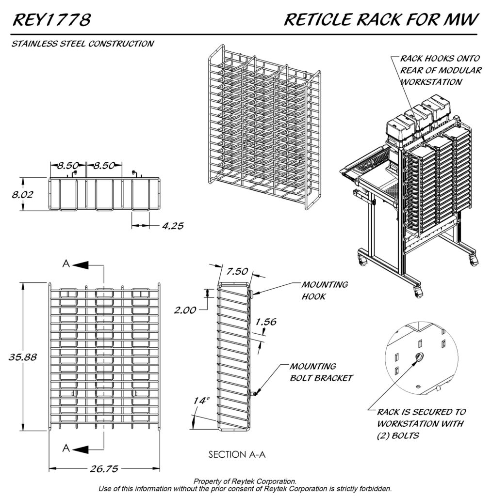 Mobile Workstation Reticle Rack REY1778 | Reytek