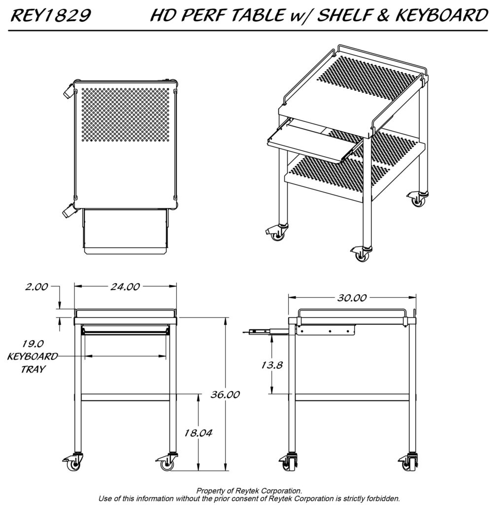 HD Perf Table w/ Shelf & Keyboard REY1829 | Reytek