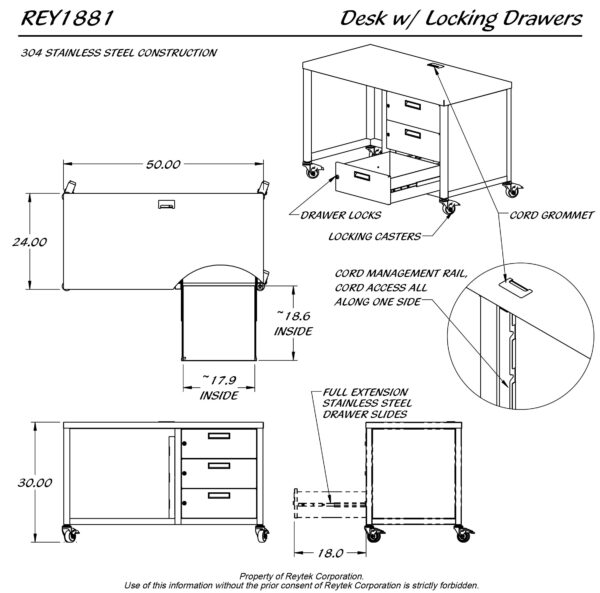 Desk w/ Locking Drawers REY1881 - Image 2