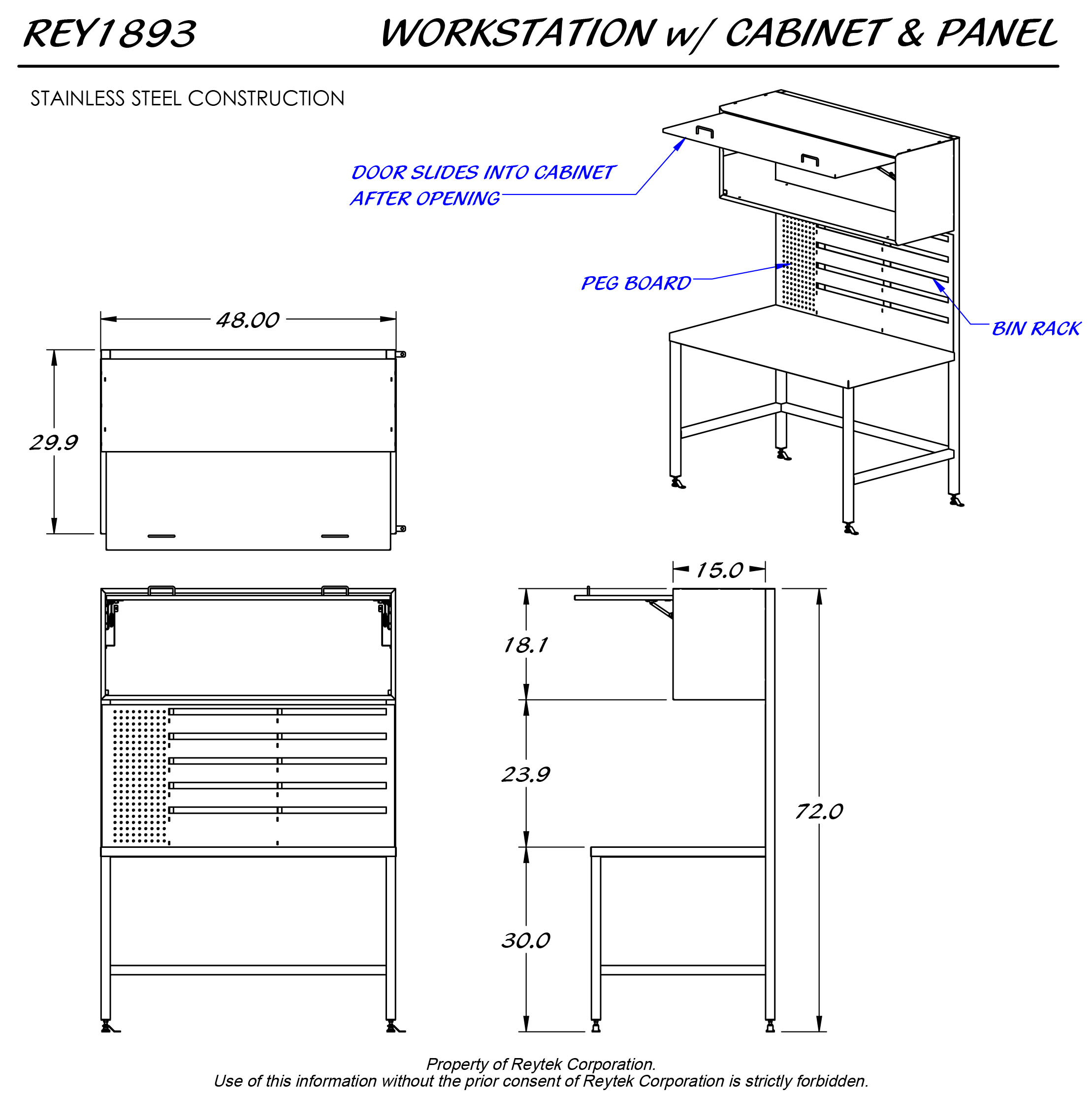 Workstation w/ Cabinet & Utility Panel REY1893 - Image 4