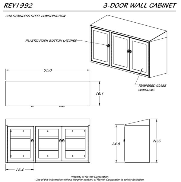 3-Door Glass Door Cabinet REY1992 - Image 3