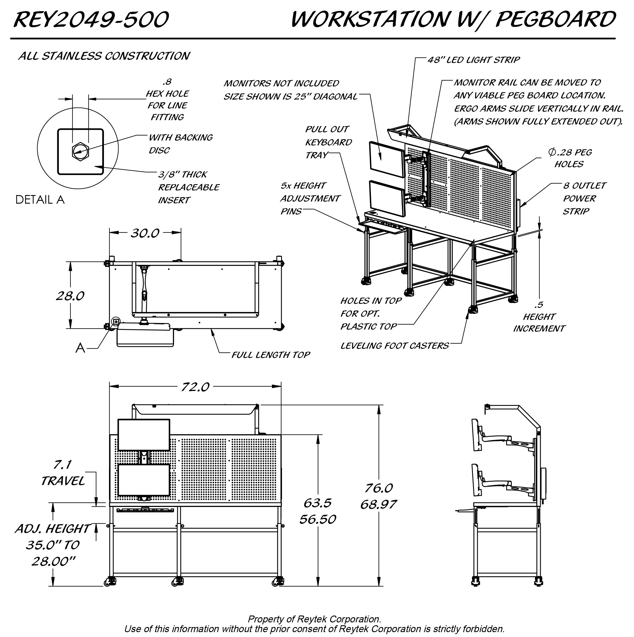 Workstation w/ Pegboard REY2049 - Image 4