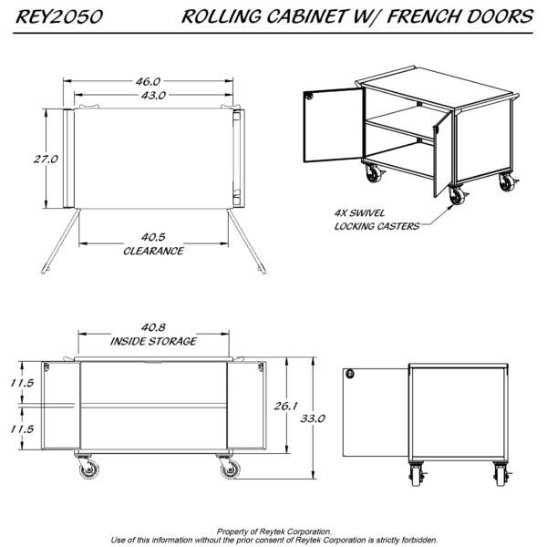 Rolling Cabinet w/ Doors REY2050 - Image 3