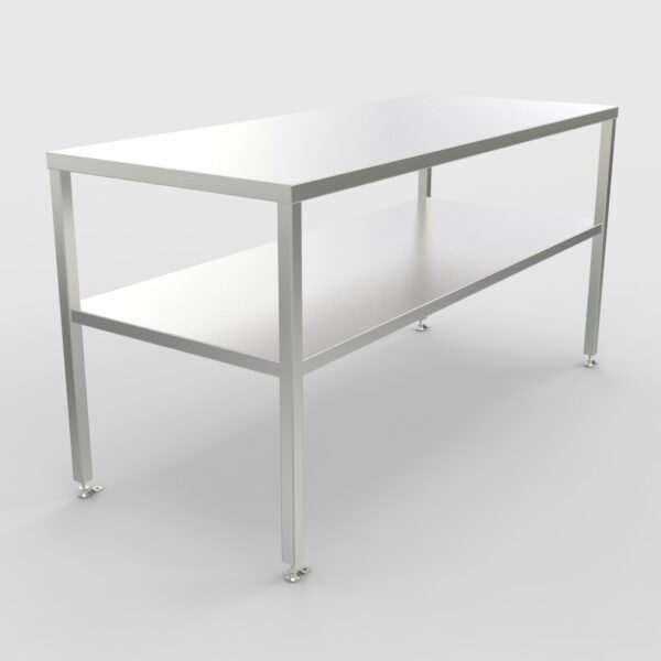 Solid Top Table w/ Full Shelf|