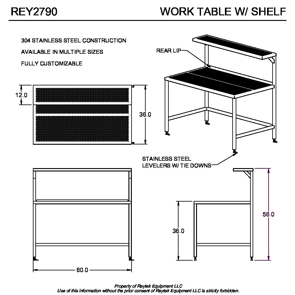 Work Table with Shelf REY2790 - Image 2