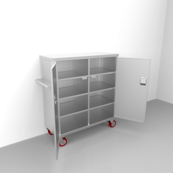 Cart with 4 Shelves & Doors REY2664