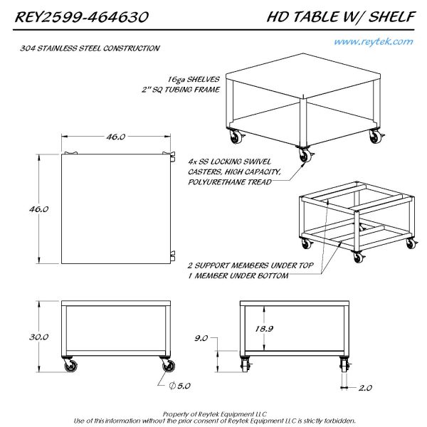 Heavy Duty Table with Shelf REY2599 - Image 2